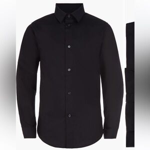 NWT Little Boys Calvin Klein Kid’s Solid Stretch Poplin Shirt (Black)
